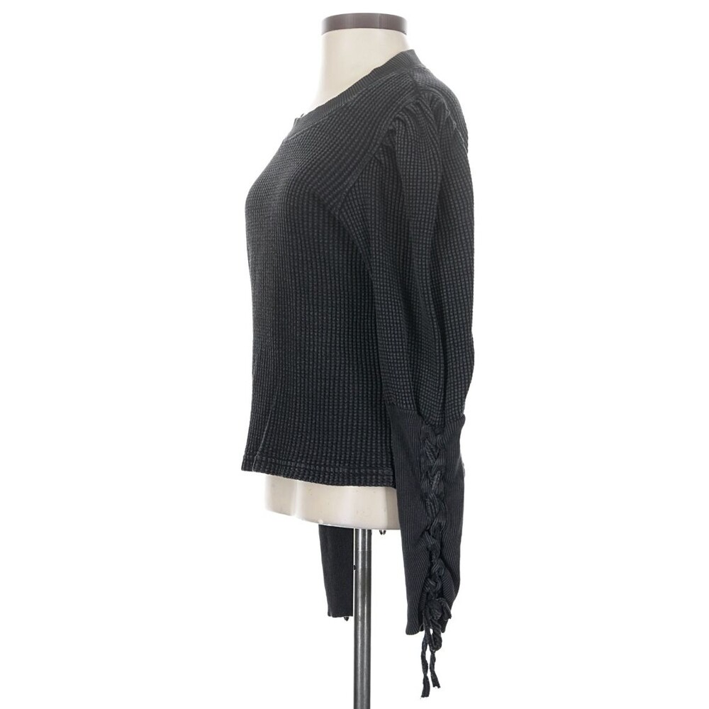 Free People FP One Tasha Lace Up Sleeves Thermal Black XL Shirt, boho grunge - Picture 7 of 11